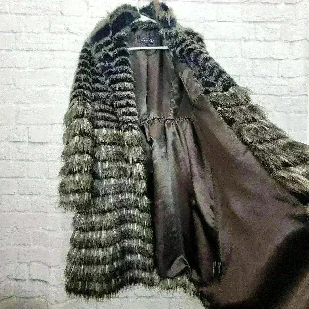 DONNA SALYERS FABULOUS FURS FAUX MINK FUR COAT Sz Small - Picture 7 of 11